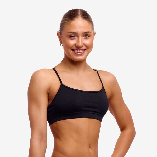 Funkita Ladies Swim Crop Top Swimming Costume - Still Black