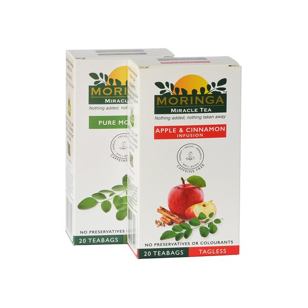 Pure Moringa Tea and Moringa Tea -Apple &amp; Cinnamon Infused Tea