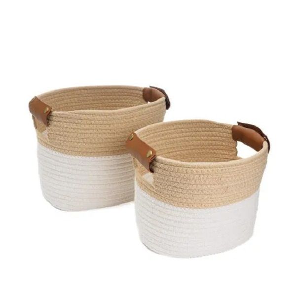 Rope Storage Basket Set of 2-Natural and White