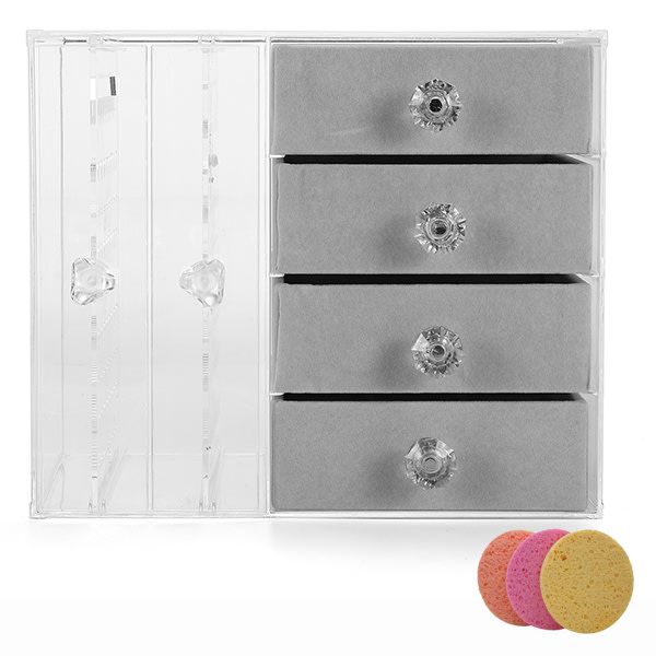 Optic Acrylic Jewelry Organizers Earrings Display Stand &amp; Facial Sponges