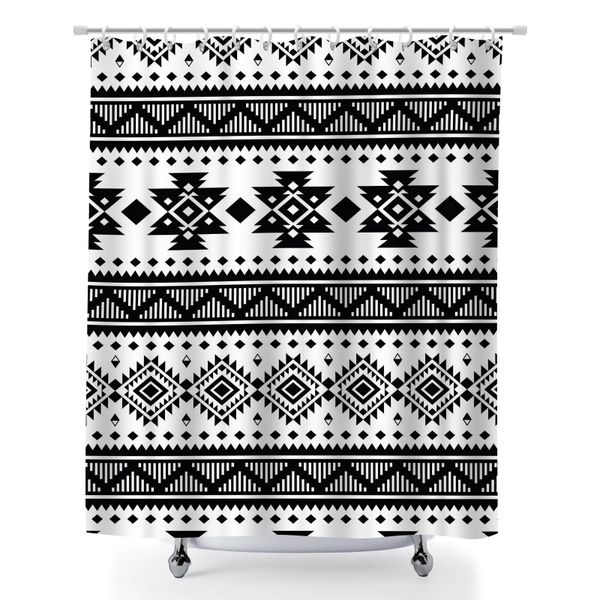 Waterproof Fabric Bath Curtain, Breathable Nordic Pattern Bathtub Curtain