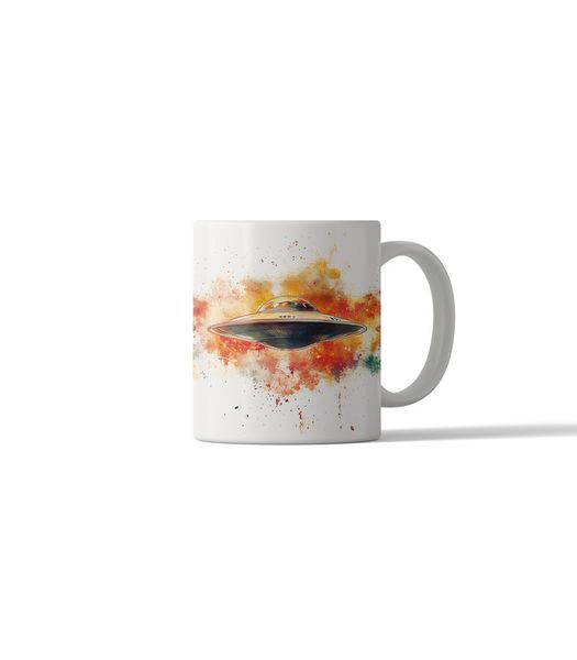 Printed Coffee Mug - Retro UFO DSG 13