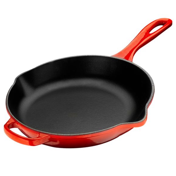 Signature Designed Enameled Cast Iron Round Skillet Frying Pan - 10.25 inch