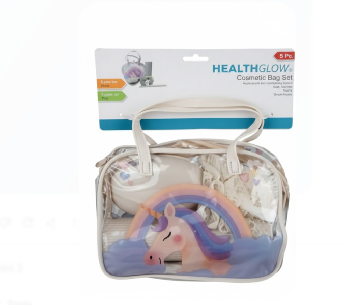 Health Glow - 5 Piece Unicorn Cosmetic Bag Set