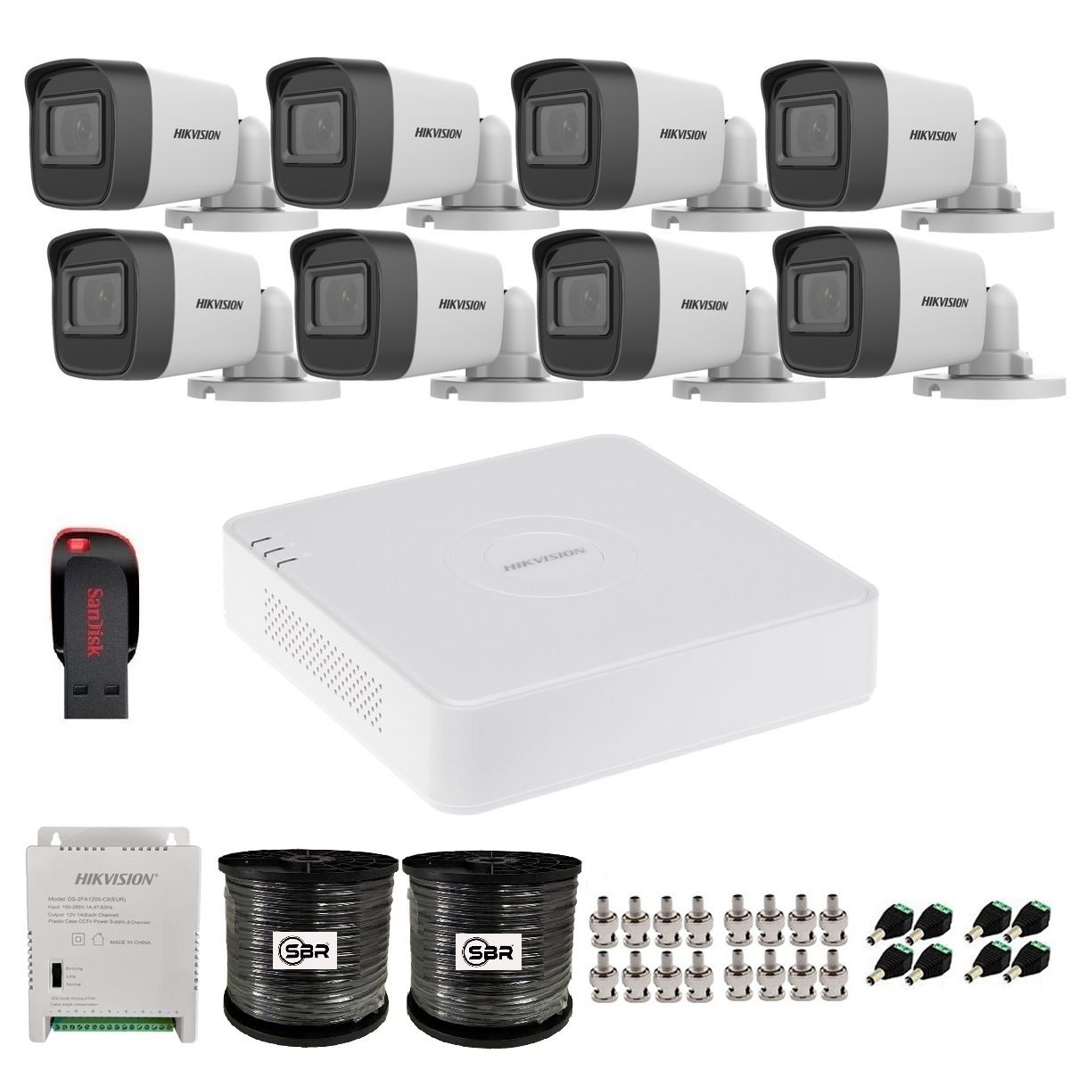 Hikvision 8 Channel 1080P Complete Kit - NO HDD - 2 Roll