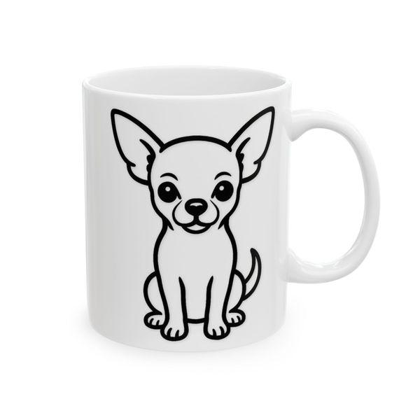 Chihuahua Coffee Mug - Cute Black Outline Dog Illustration