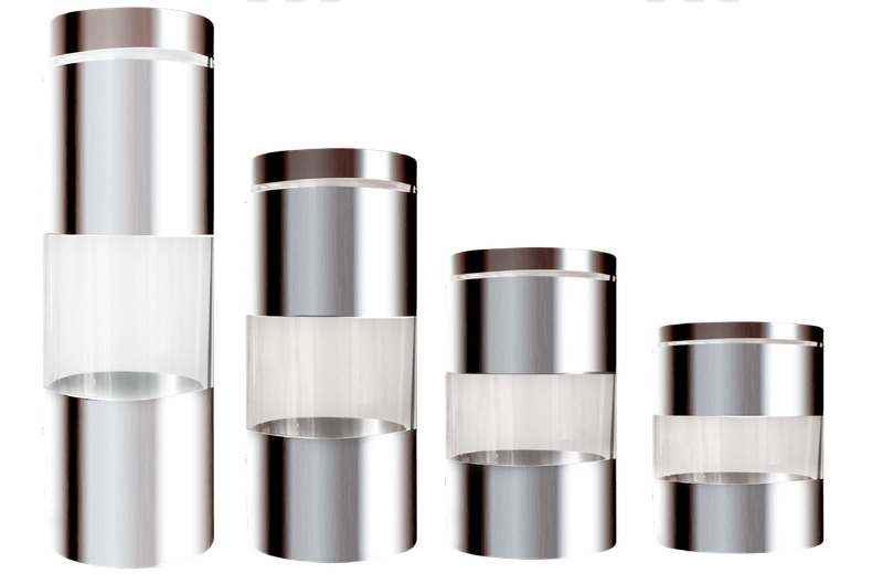 Decadent 4 piece Glass Canister Set with Double Steel Trimming Food Storage