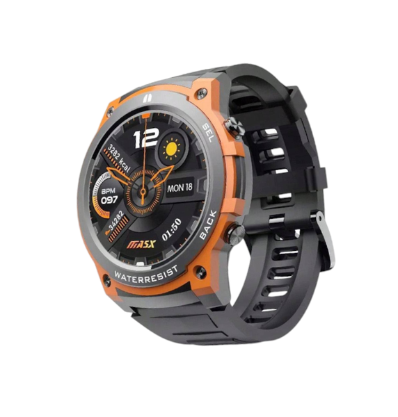Weather Proof Smart Watch With Full HD AMOLED Screen - Black &amp; Orange