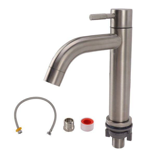 Kitchen Faucet Single Hole Stainless Steel Single Cold With Hose Bent