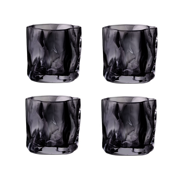 Elegant Irregular Crystal Whiskey Glass - Set of 4
