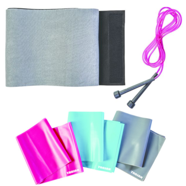 Slimmers Belt, Stretch Bands &amp; Speed Skipping Rope Combo