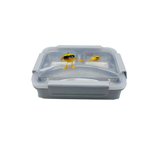 Three Compartments Leakproof Lunch Box With Spoon