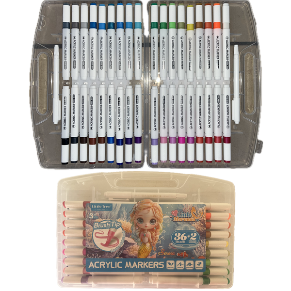 Little Tree 38 Premium Brush Tip/Soft-Tip Brush Paint Arcrylic Markers