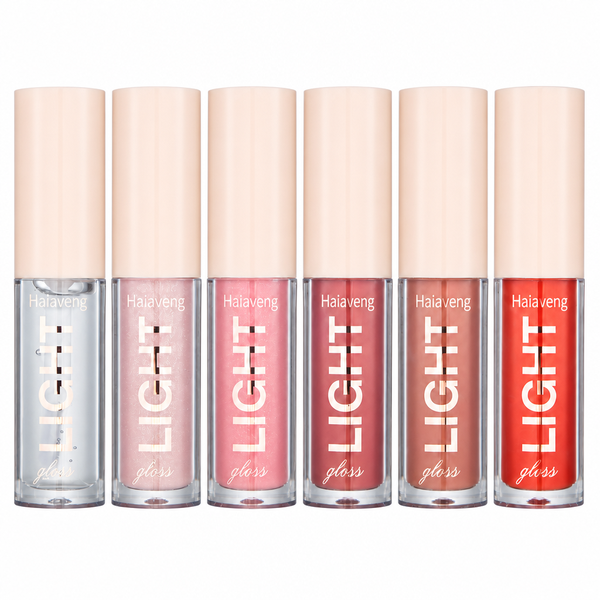 Light 6 Piece Lip Gloss Set,Nude Pink Lip Gloss Kit Shine Glossy