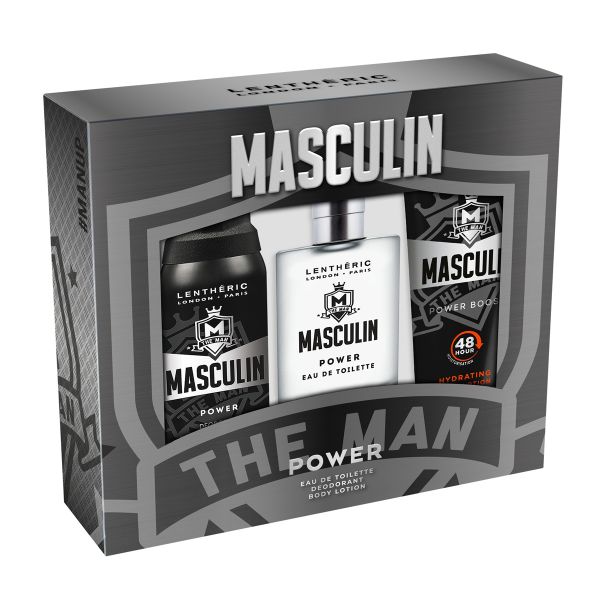 Lentheric Masculin Power Eau De Toilette, Body Lotion &amp; Deodorant Spray