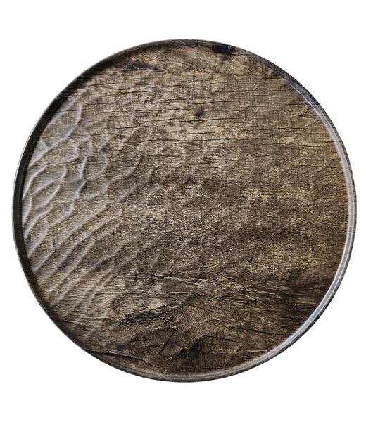 Pizza Plate Melamine 35cm Wavy Hybrid Wooden Antique Pine-Crockerycentre