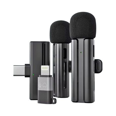 Wireless 2in1 Lavalier Microphones Type-C & Lightning-Dual Mic-iOS &Android Image