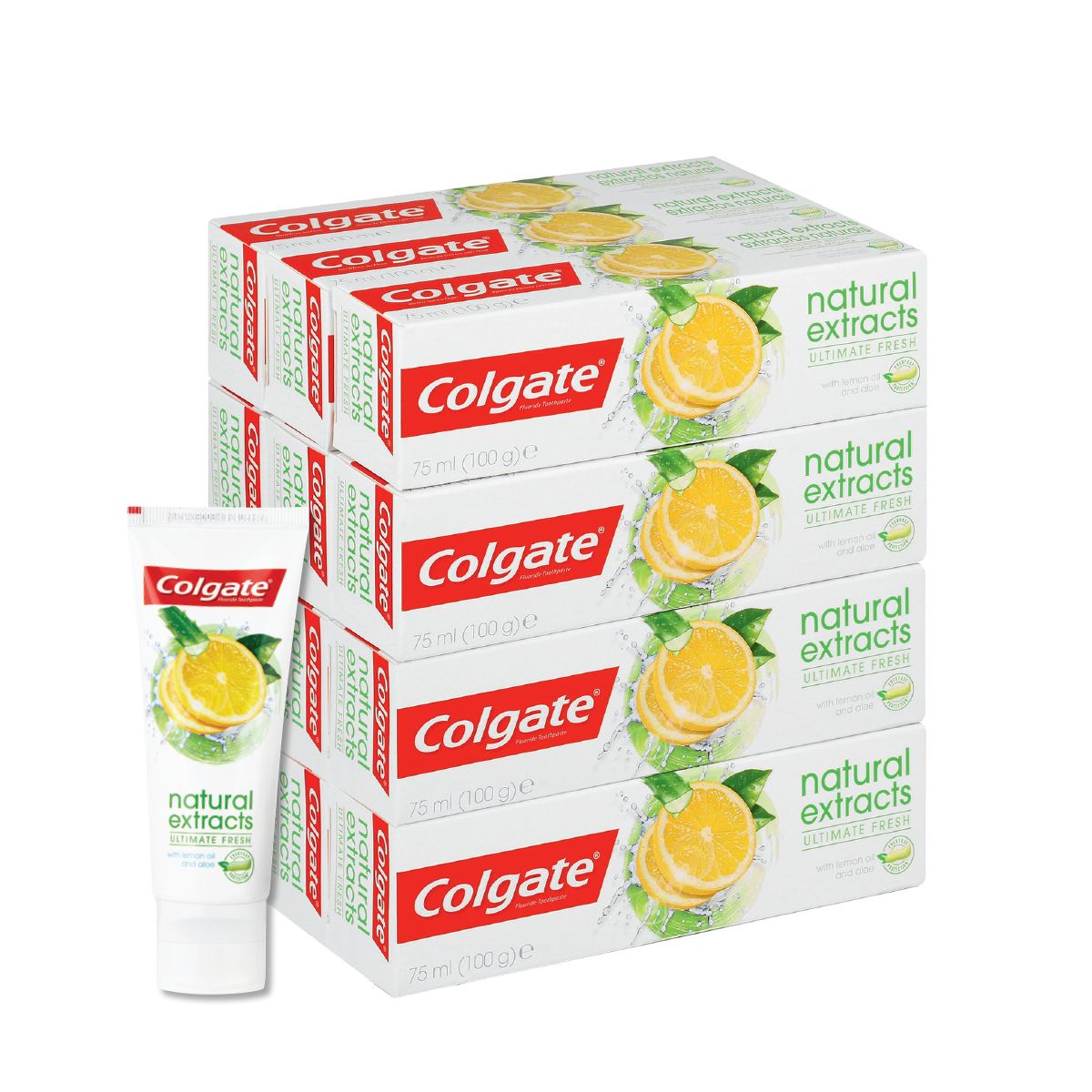Colgate Natural Extracts Lemon, Ultimate Fresh Toothpaste 12 X 75ml