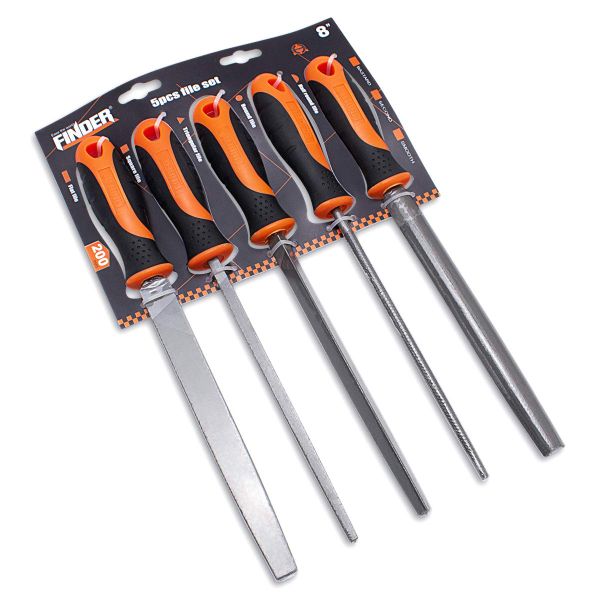 Finder Engineer Filer Set, Wood Rasp Hand File, 200mm/8 Inches - 5 Piece