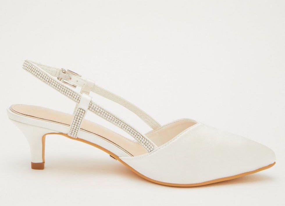 Quiz Ladies - White Satin Slingback Court Heels | Shop Today. Get it ...