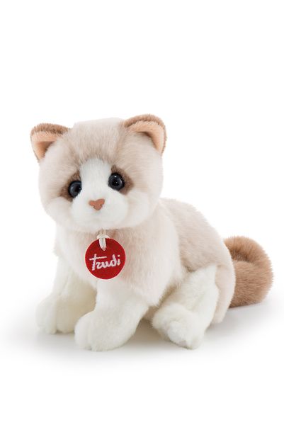 Trudi Classic Cat Kitten Brad White &amp; Beige Plush - 24cm