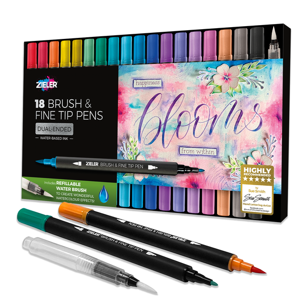 Zieler Brush &amp; Fine Tip Pens 18pc