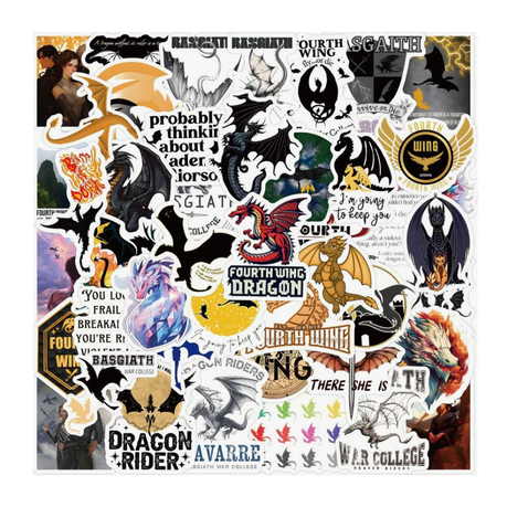 60 Piece Variety Pack Fourth Wing, Iron Flame Dragon Book Stickers Image