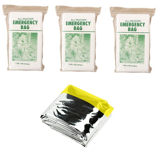 3 x Emergency Sleeping Bag Thermal Protection Shelter For Camping Hiking