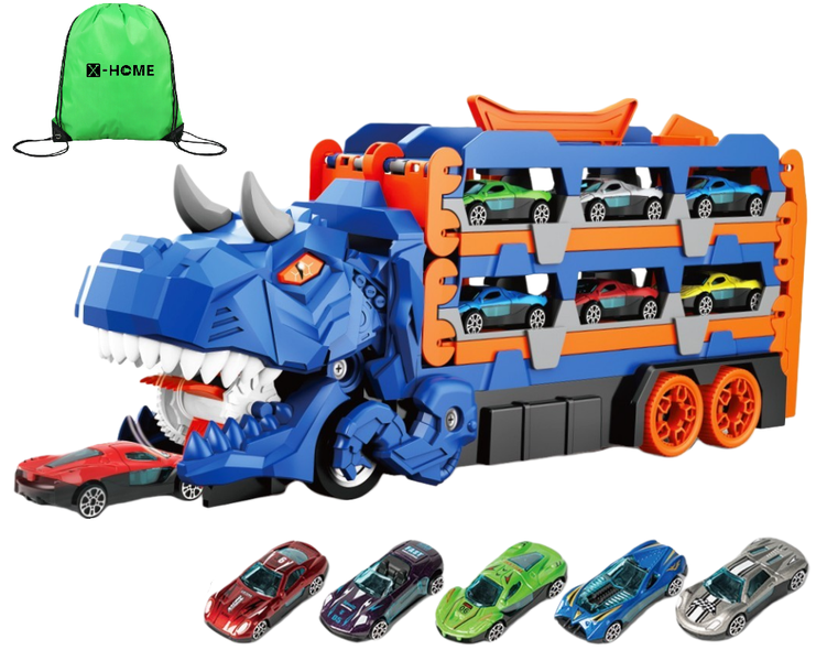 X-HOME Kids Dinosaur Truck Toy - Car Devourer- Race Track-12 Cars &amp; Fun Bag