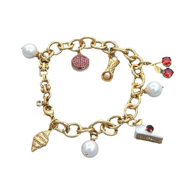 INS Style Sweet &amp; Unique Cherry Croissant Bracelet with Micro-set Zirconia,