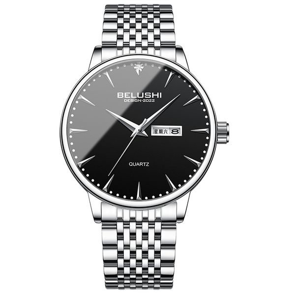 Belushi Stainless Steel Dual Date Quartz Men's Watch