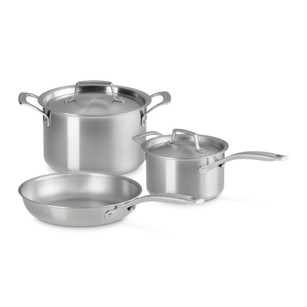 Le Creuset Essential 3-ply Stainless Steel 3-piece Cookware Set
