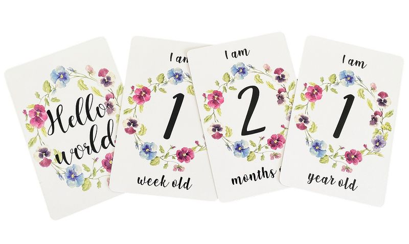 Baby Milestone Cards - Floral Wreath Design