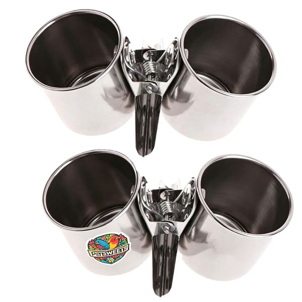 4 Piece Stainless Steel Bird Feeding Cups