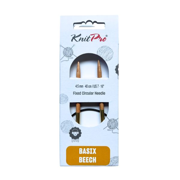KnitPro Basix Beech Wood Fixed Circular Needles - 40 cm | 4.5 mm