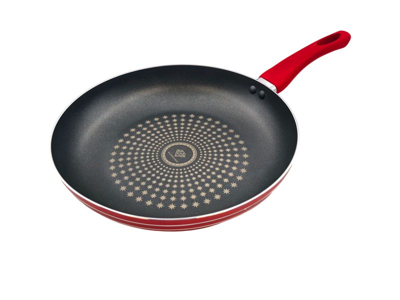 28CM Red Non-Stick Frying Pan with Heat-Resistant Handle AY129-006