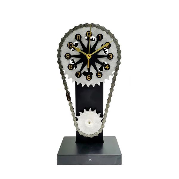 Alanes Vintage Chain Gear Rotating Clock Mechanical Style Chain Gear Clock