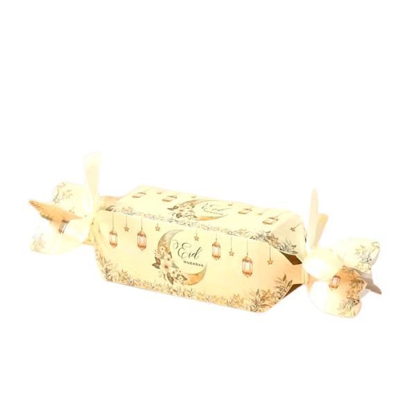 Set of 6 Eid Mubarak Gift Boxes - Moon and Star Design with Golden Ribbons