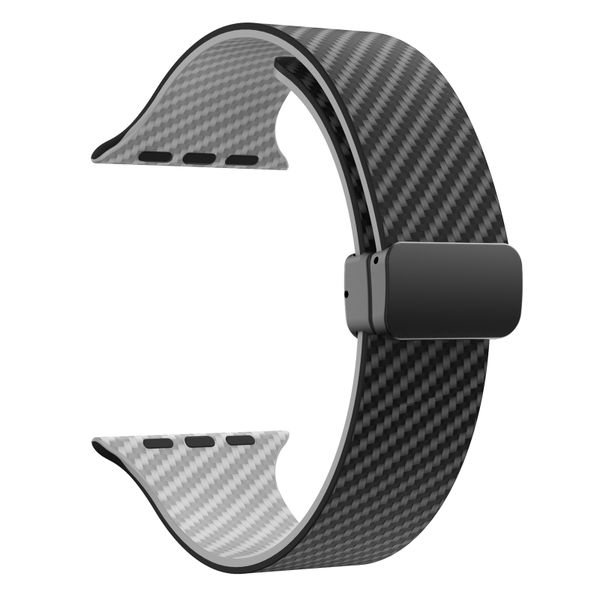 PU Carbon Fiber with Magnetic Buckle Strap for Apple Watch 9 and Ultra