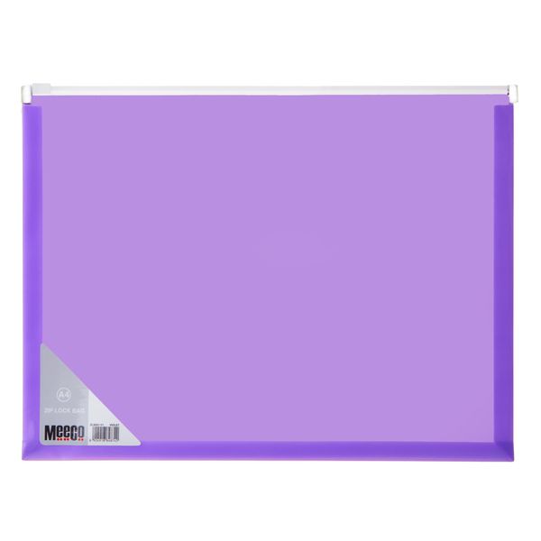Meeco A4 Zip Lock Bag - Violet (Pack of 5)