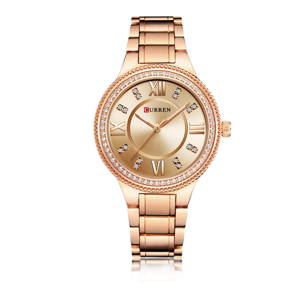 Women's Waterproof Quartz Watch with Rhinestones
