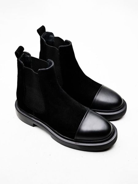 Premium Quality Black Men's Suede Boots With Leather Detail