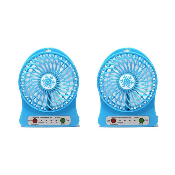 Rechargeable Mini Desk Fan with Led Light Pack of 5 Unit Black