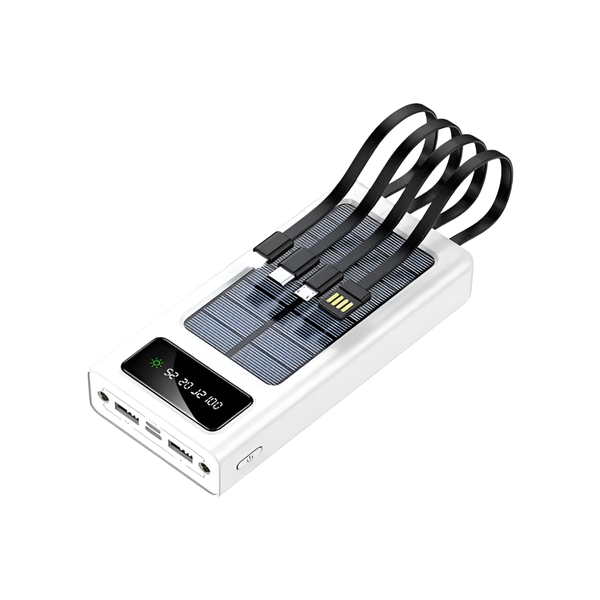 Solar-Powered External Battery Pack with Dual USB Ports and LED