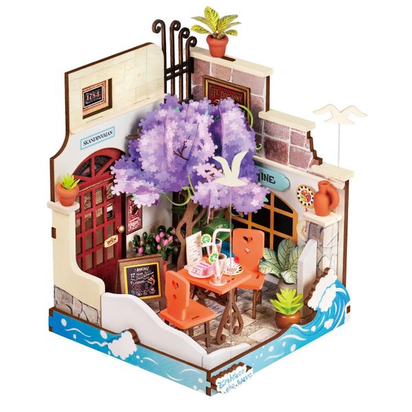 Robotime DIY Miniature House - Sea Holiday Restaurant Kit (68 Pieces)