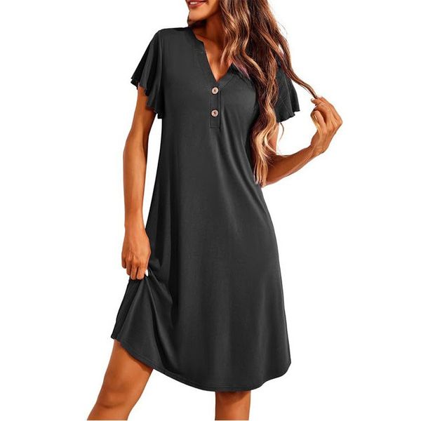 Women's Sleep Shirt Soft Comfortable Short Sleeve Nightshirt Dress
