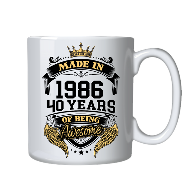 40 Years Old Made in 1986 Birthday Cup - Mug Gift - White