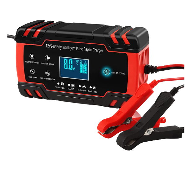 12V/24V 8A Intelligent Automatic Fast Battery Charger - Yellow
