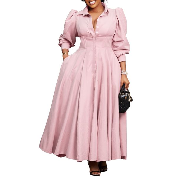 Fashion Flare Long Sleeve Shirt Dress