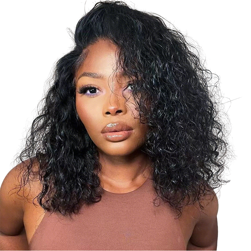 Glueless Curly Bob Wig by SUNRAY - 16 Inch Brazilian Human Hair Wig